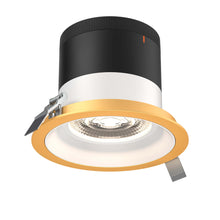 Load image into Gallery viewer, 6in Modular Downlight, 5CCT, 35 Degree Beam Angle, Regressed, White, Gold Trim
