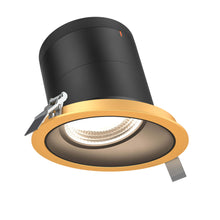 Load image into Gallery viewer, 6in Modular Downlight, 5CCT, 20 Degree Beam Angle, Slope Ceiling, Black, Gold Trim
