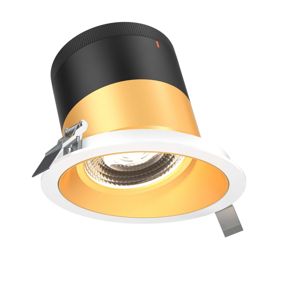 6in Modular Downlight, 5CCT, 20 Degree Beam Angle, Slope Ceiling, Gold, White Trim