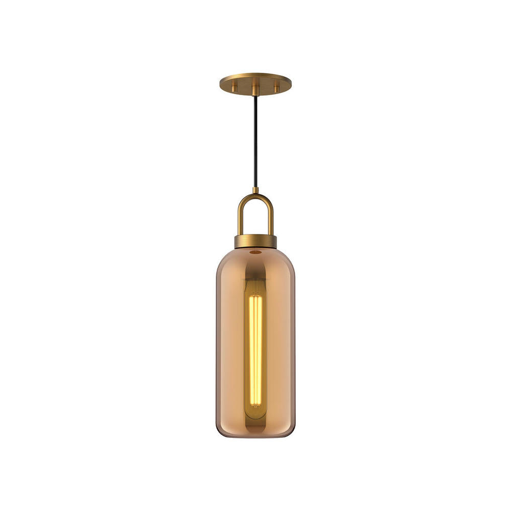 Soji 5-in Aged Gold/Copper Glass 1 Light Pendant