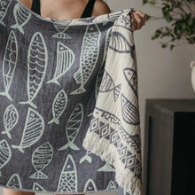 Load image into Gallery viewer, Towel - Fish Family by Pokoloko
