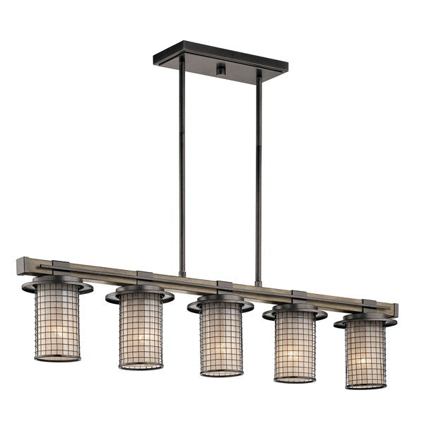 Ahrendale 5 Light Linear Chandelier in Anvil Iron