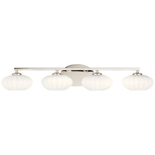 Load image into Gallery viewer, Pim™ 34&quot; 4 Light Vanity Light with Satin Etched Cased Opal Glass Polished Nickel
