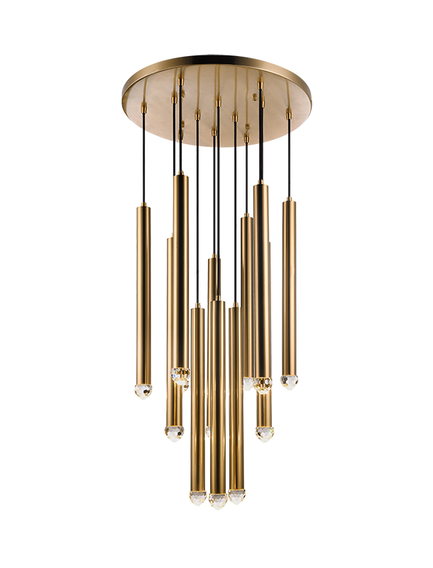 Reign 12 Light Pendant in Aged Gold